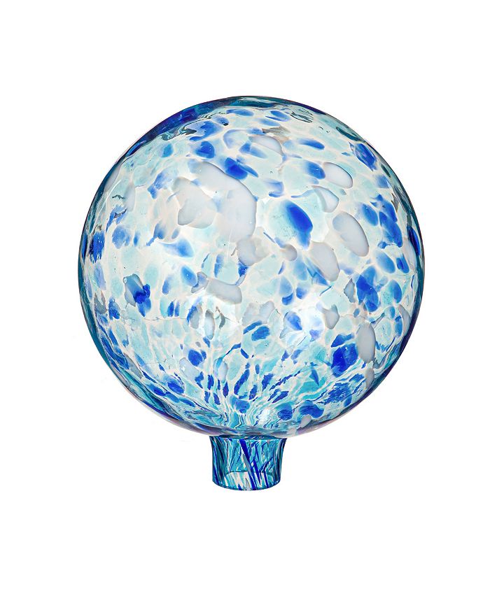 Evergreen 10" Art Glass Aqua Confetti Gazing Ball with Stand Garden and