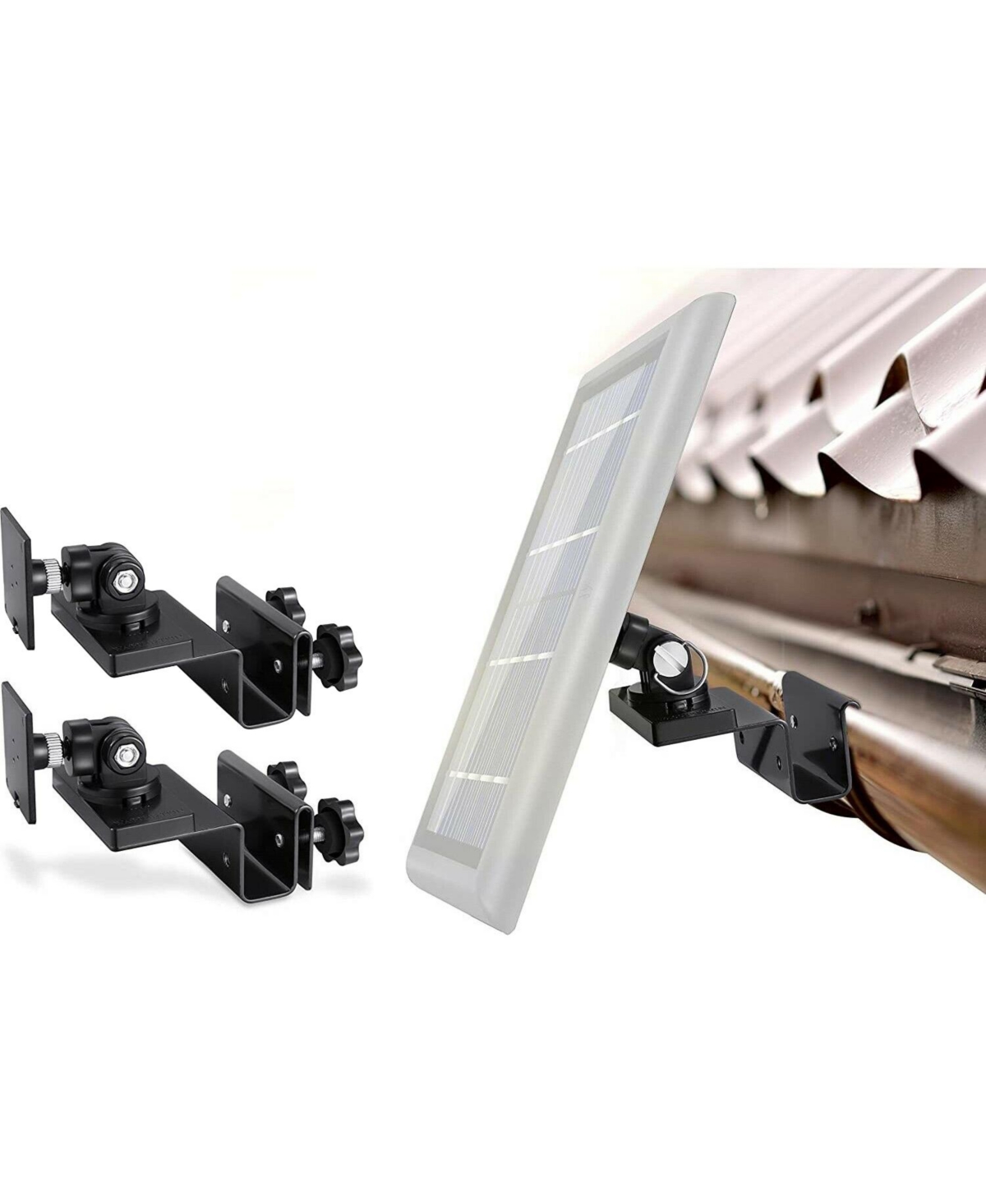 Wasserstein Gutter Mount Compatible with Ring, Arlo, Blink, Reolink Cams and Compatible Solar Panels ( Pack