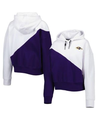 Women's White, Purple Baltimore Ravens Bobbi Color Blocked Pullover Hoodie