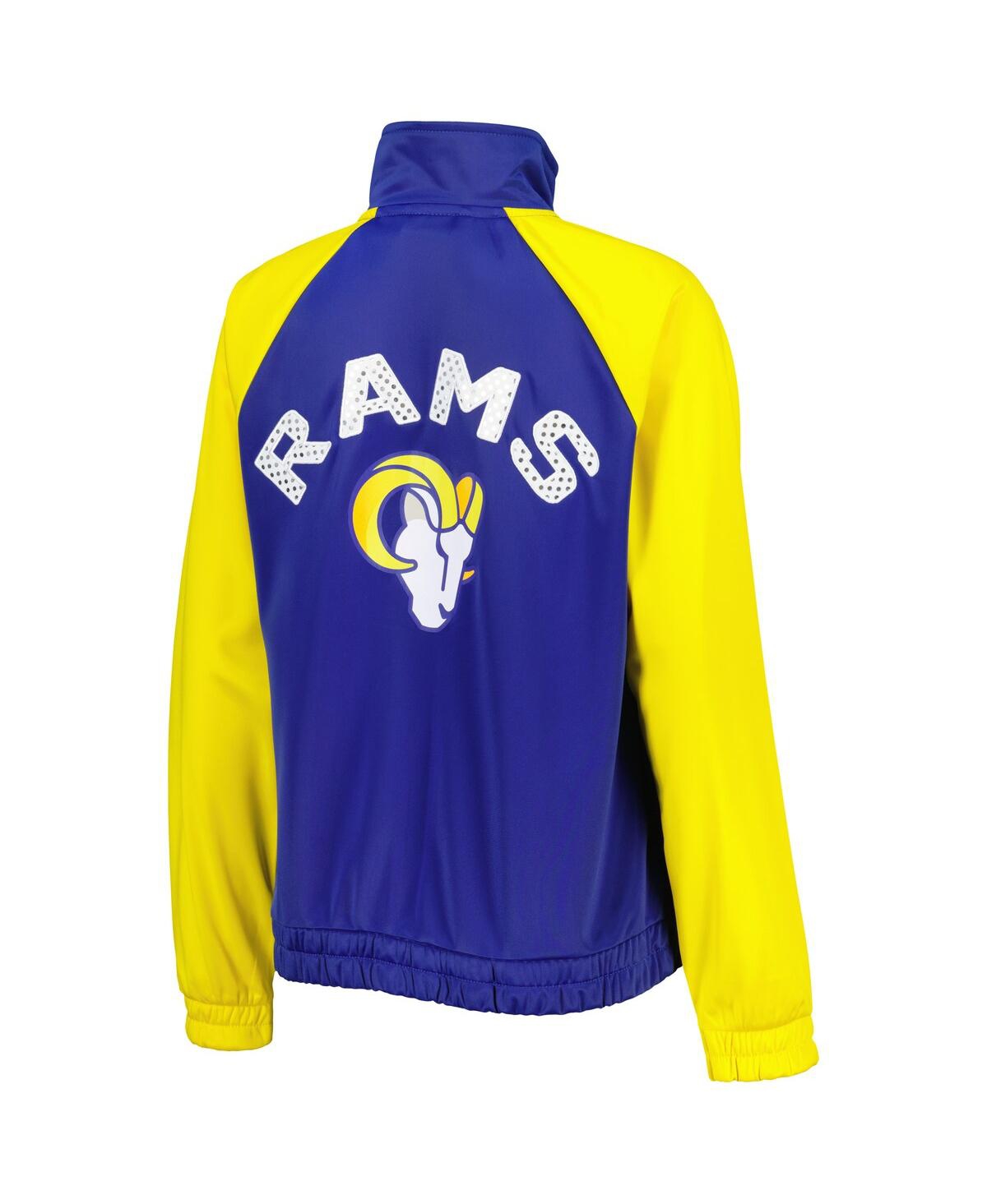 G-iii 4her By Carl Banks Women's  Royal, Gold Los Angeles Rams Confetti Raglan Full-zip Track Jacket In Royal,gold