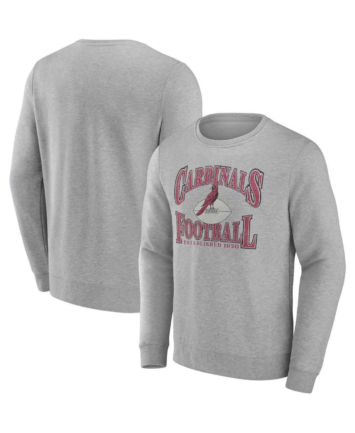 Shop Fanatics Men's  Heathered Charcoal Arizona Cardinals Playability Pullover Sweatshirt