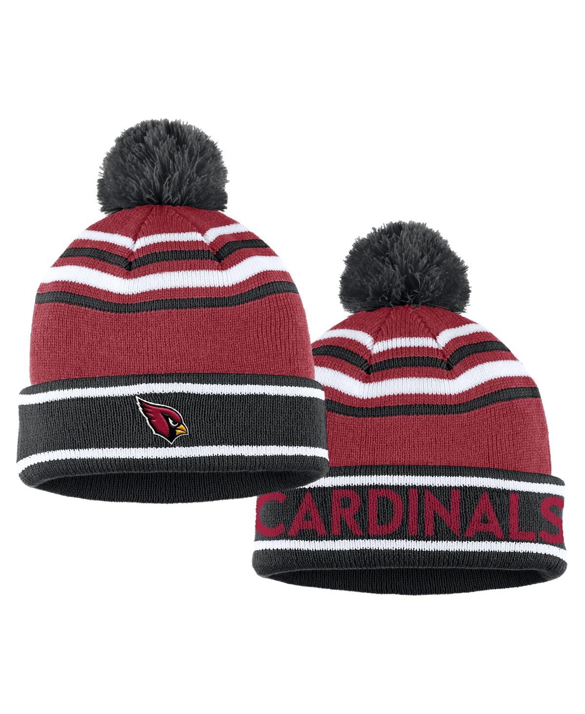 Shop Wear By Erin Andrews Women's  Cardinal Arizona Cardinals Colorblock Cuffed Knit Hat With Pom And Scar