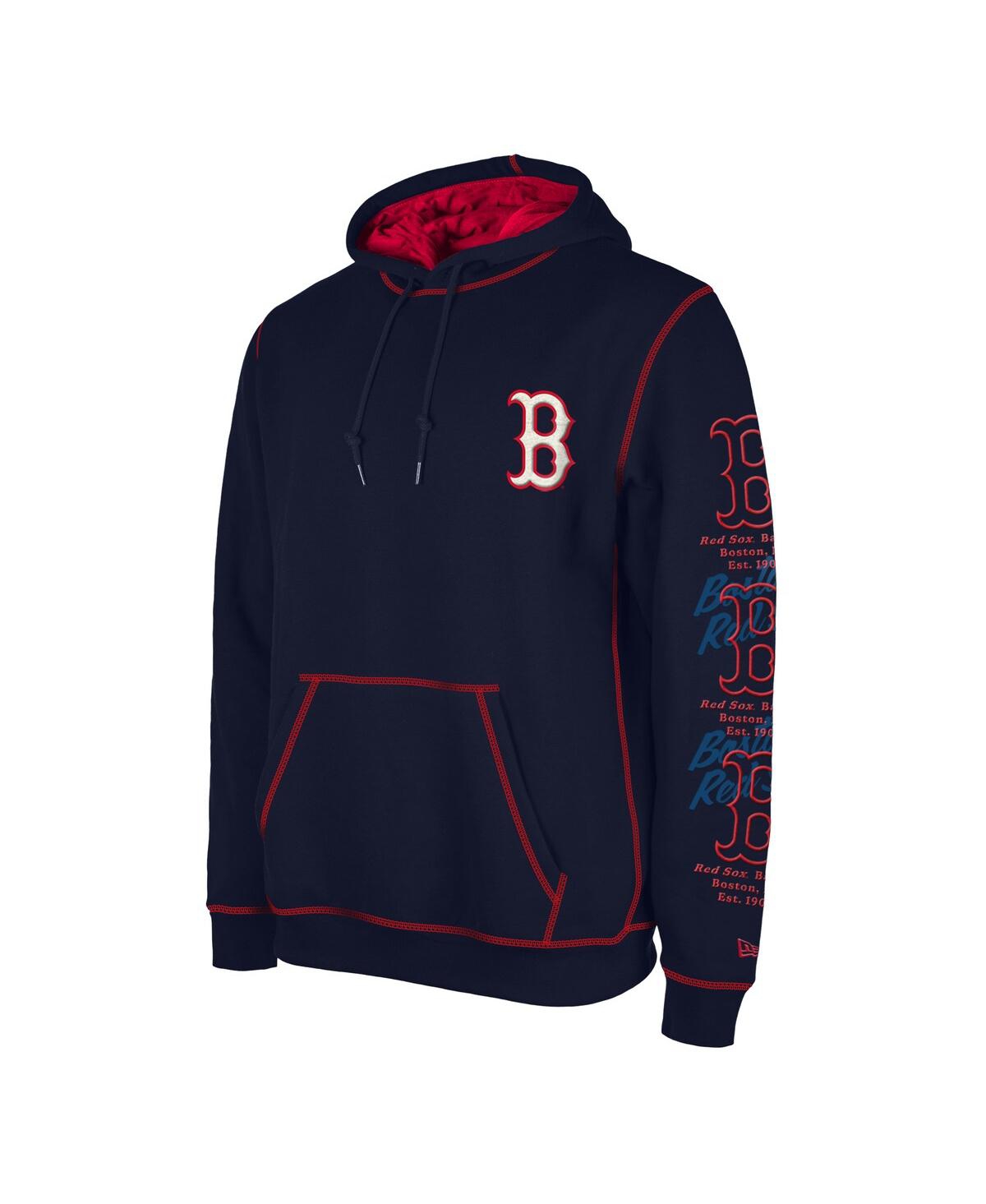 NEW ERA MEN'S NEW ERA NAVY BOSTON RED SOX TEAM SPLIT PULLOVER HOODIE 