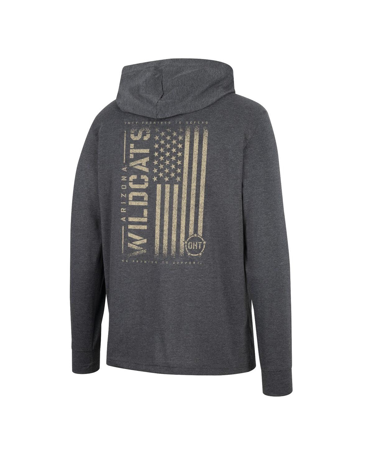 Colosseum Charcoal Arizona Wildcats Team Oht Military Appreciation Hoodie Long Sleeve T-shirt In Charcoal