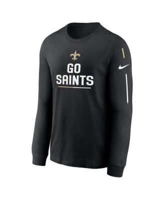 Men's Black New Orleans Saints Team Slogan Long Sleeve T-shirt