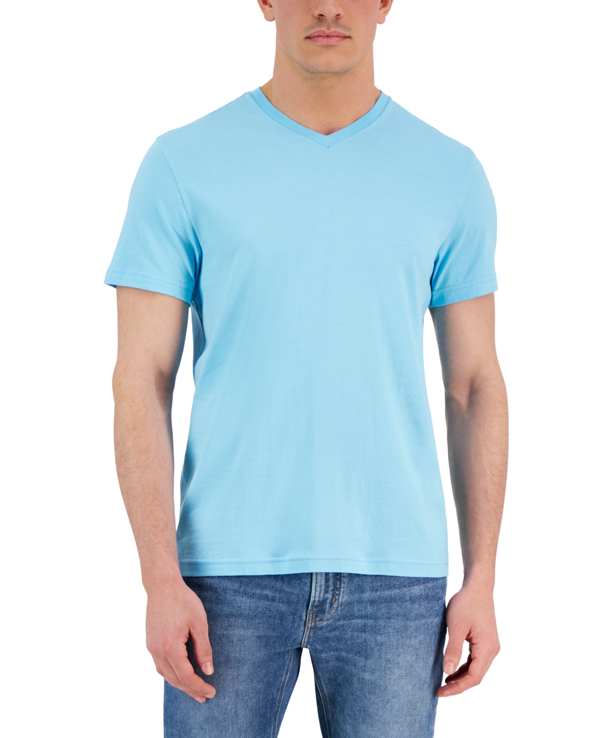 Club Room Men's Solid V-neck T-shirt, Created For Macy's In Island Blue
