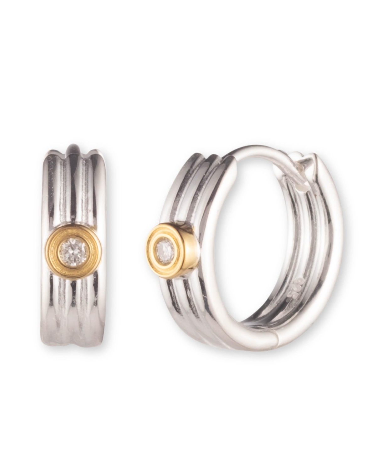 Lauren Ralph Lauren Diamond Accent Bezel Hoop Earring In Sterling Silver And 14k Over Sterling