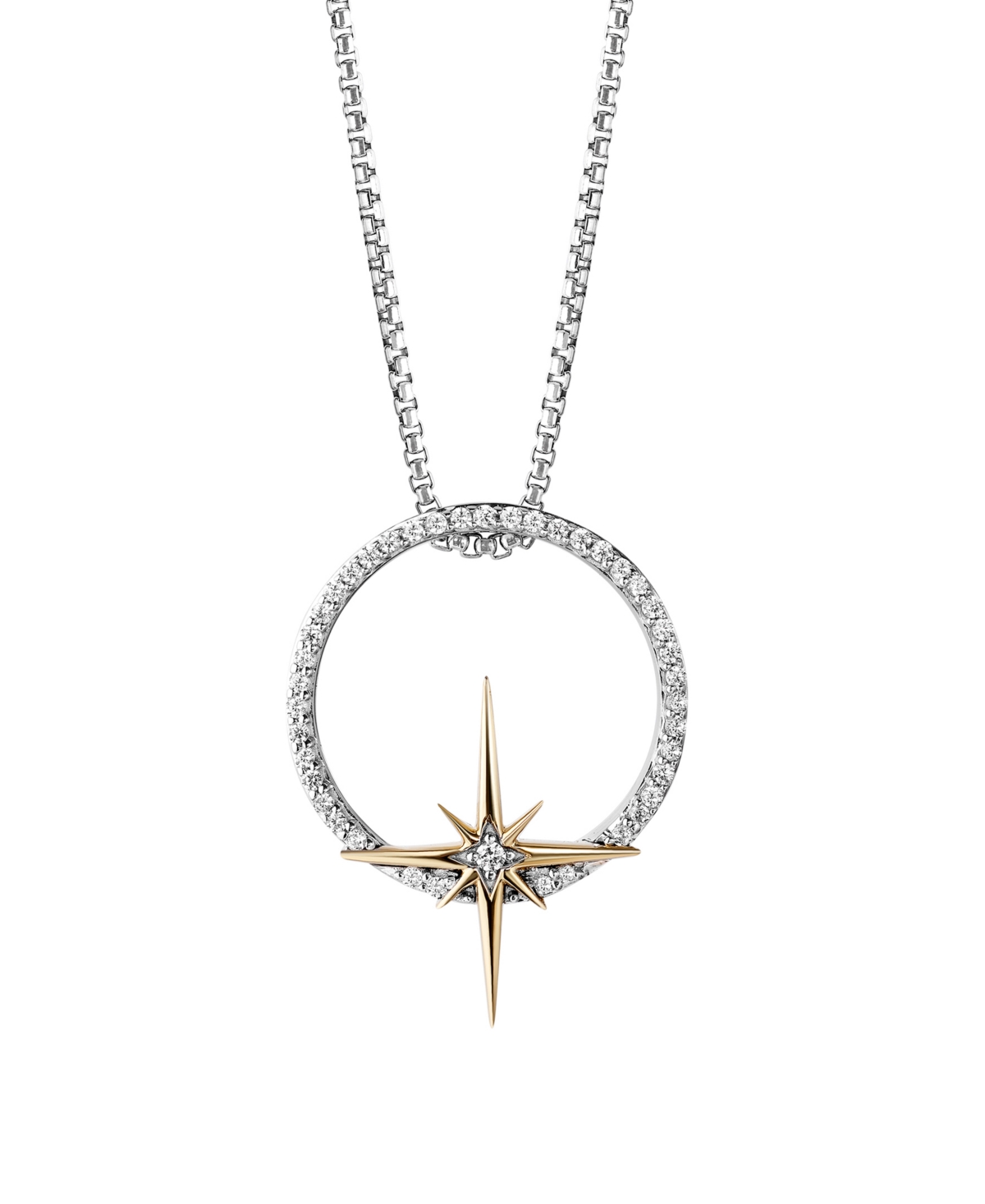 Guardians of Light Diamonds Pendant Necklace (1/10 ct. t.w.) in Sterling Silver and 10K Yellow Gold - Two Tone