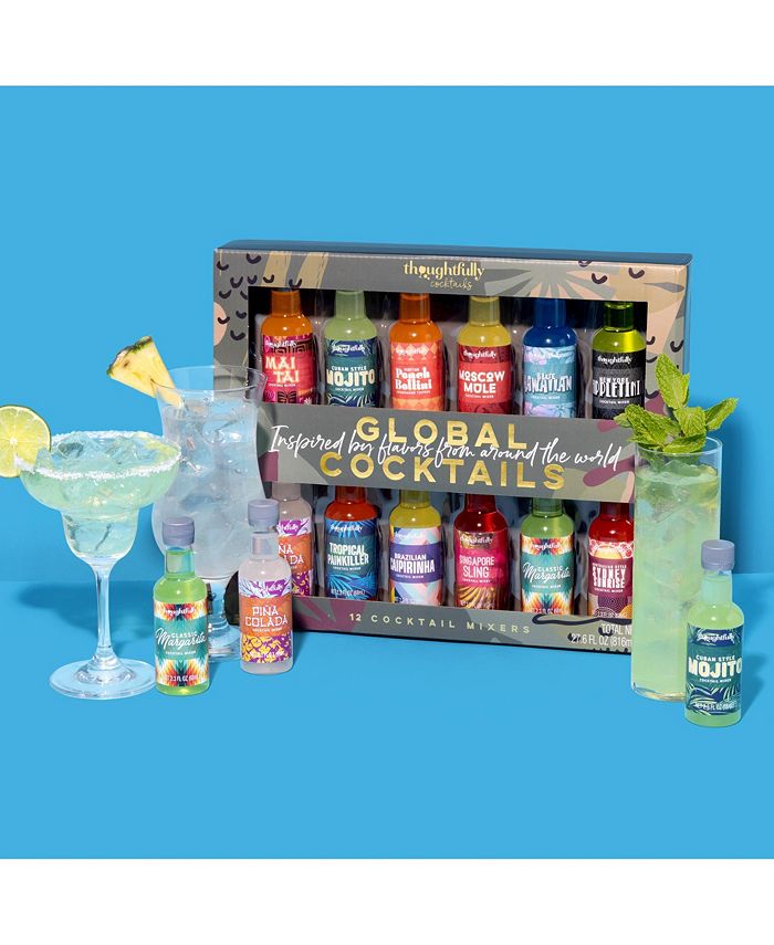 Thoughtfully Cocktails, Global Cocktail Mixers Gift Set, Set of 12
