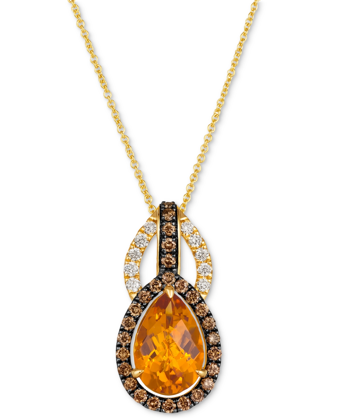Le Vian Cinnamon Citrine (2-3/4 ct. t.w.) & Diamond (5/8 ct. t.w.) Double Teardrop Pendant Necklace in 14k Gold, 18" + 2" extender
