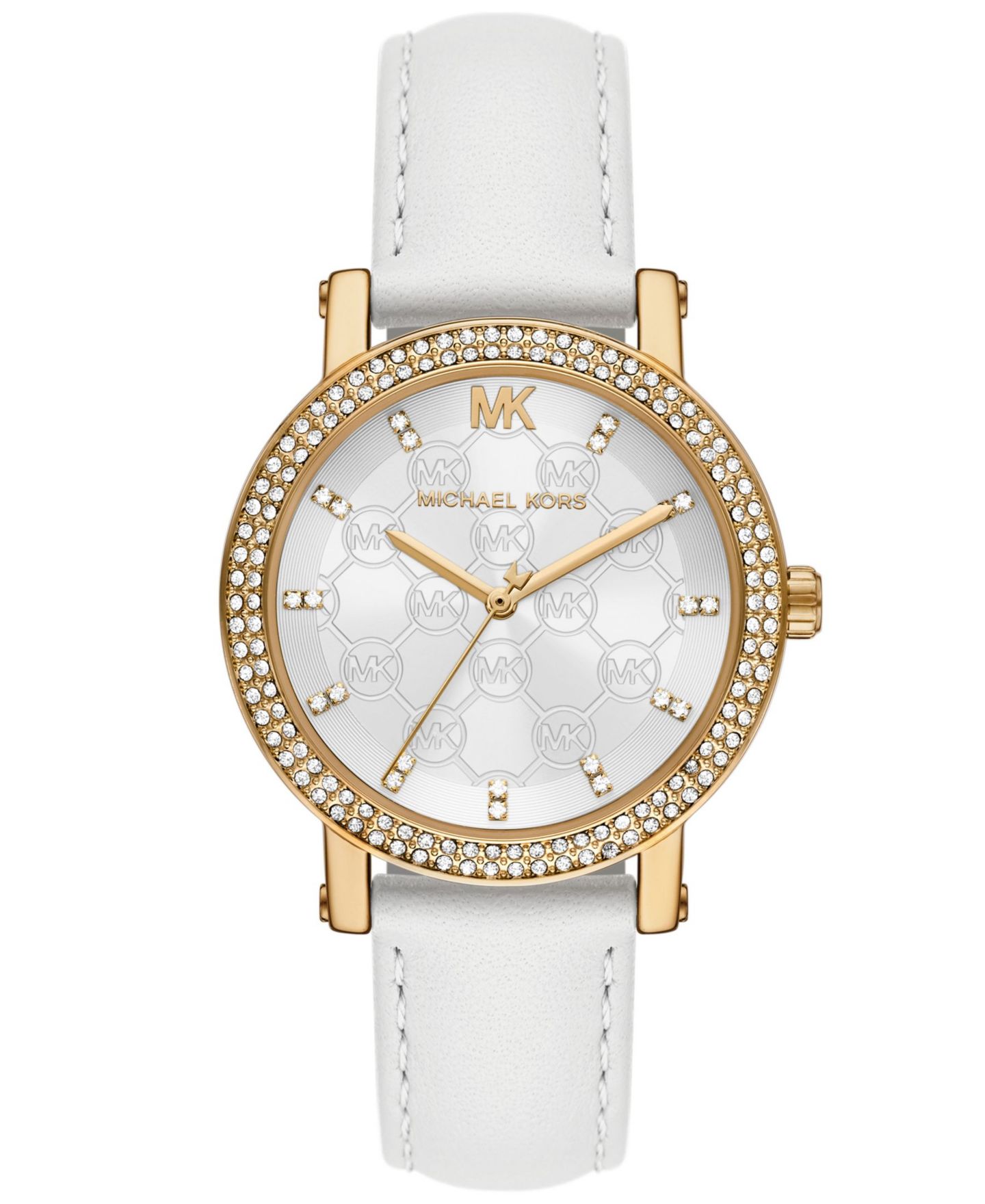 Женские часы Michael Kors Corey Three-Hand White Leather Watch 38mm — фото 1