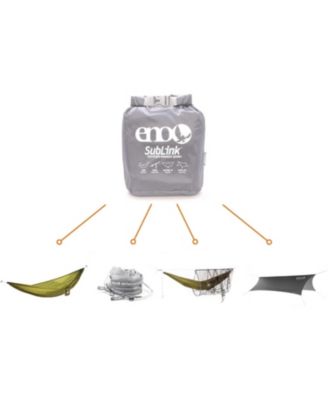 SubLink Hammock System - Includes Sub6 Hammock, Helios Suspension System, Guardian SL Bug Net, and ProFly Sil Rain Tarp - Set of Lightweight Hammock Essentials for Camping, or Hiking - Grey/Lichen