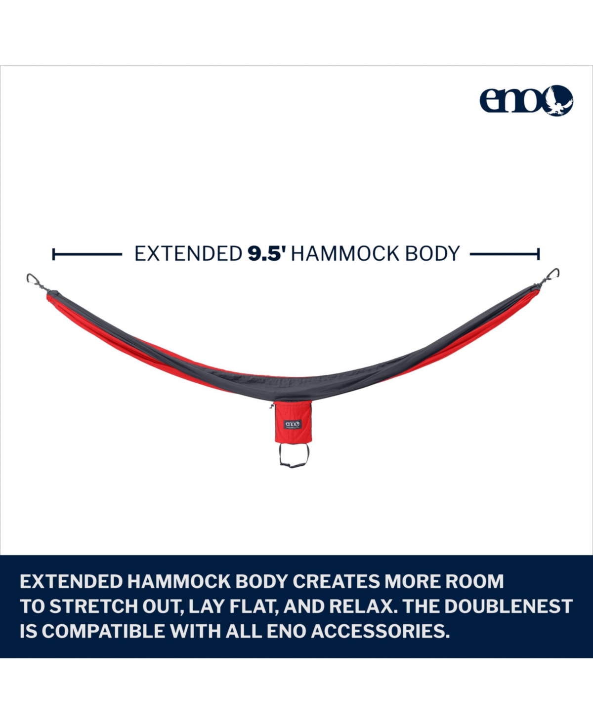 Eno DoubleNest Hammock - Lightweight, Portable, 1 to 2 Person Hammock - For Camping, Hiking, Backpacking, Travel, a Festival, or the Beach -Charc