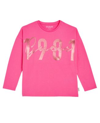 Guess T-Shirt Manica Corta Per Bambine E Ragazze, In Jersey Elasticizzato Biologico, Logo Foil Print, Silhouette Corta
