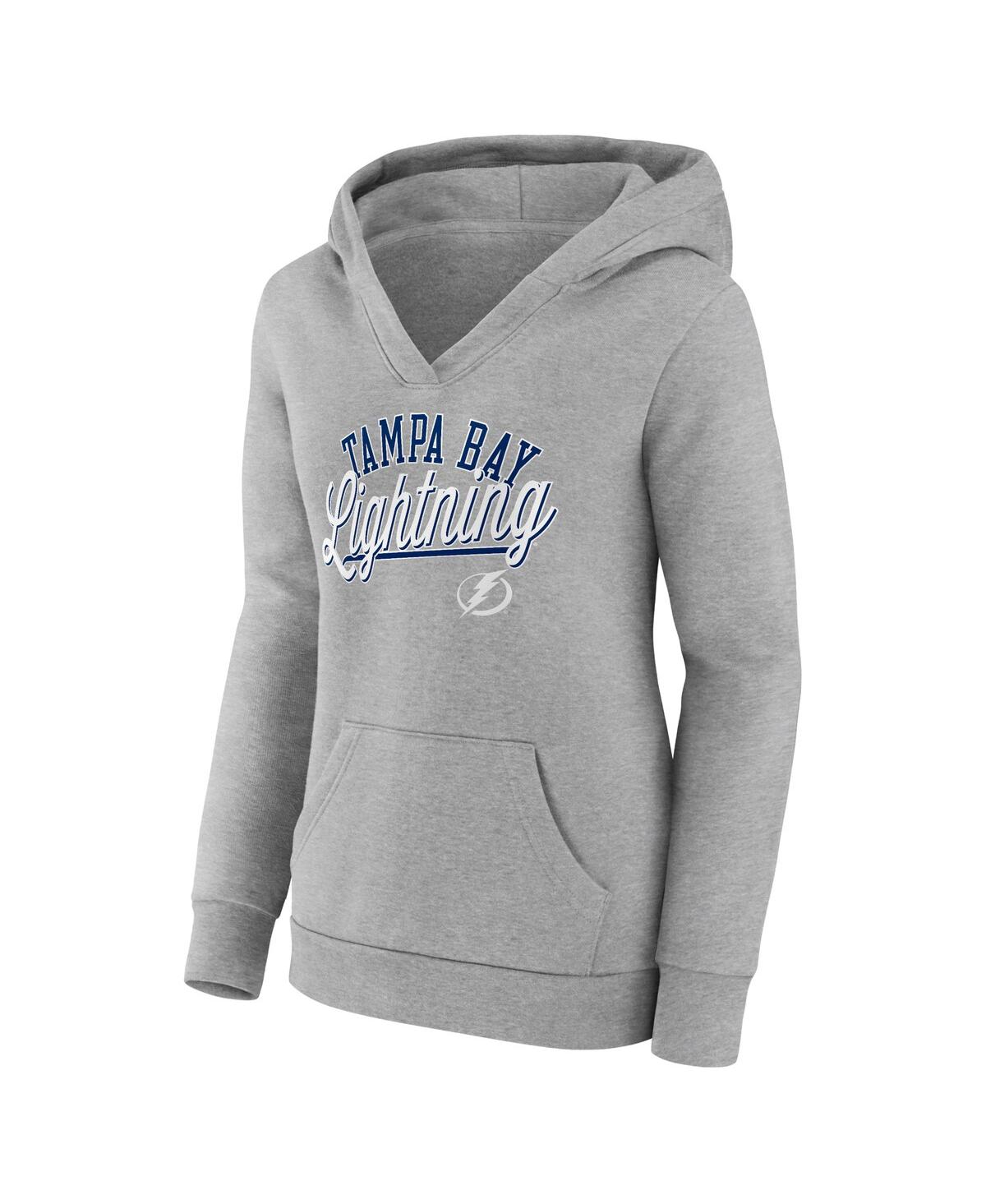 Fanatics Branded Gray Tampa Bay Lightning Simplicity Crossover V-neck Pullover Hoodie In Gray
