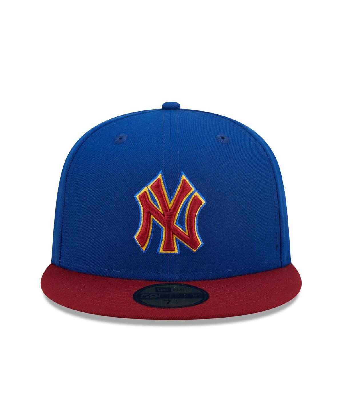 Shop New Era Men's  Royal, Red New York Yankees Logo Primary Jewel Gold Undervisor 59fifty Fitted Hat In Royal,red