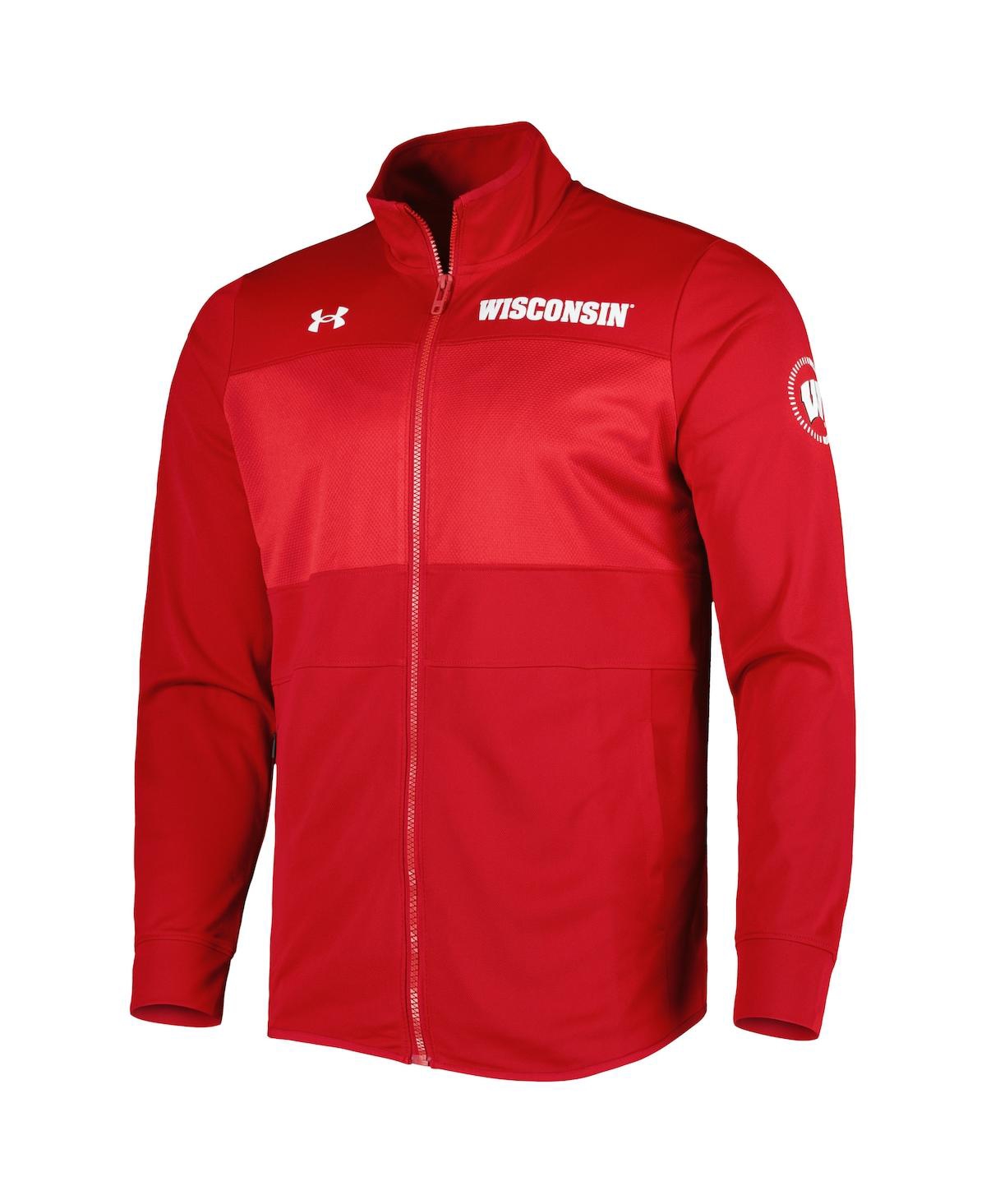 Shop Under Armour Men's  Red Wisconsin Badgers Knit Warm-up Full-zip Jacket