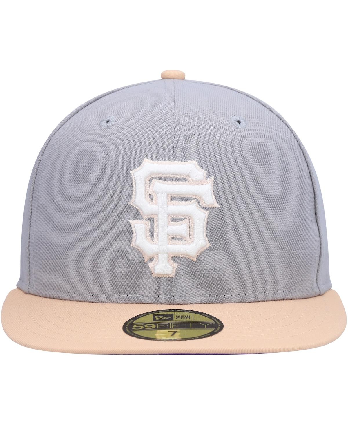 NEW ERA MEN'S NEW ERA GRAY, PEACH SAN FRANCISCO GIANTS 2007 MLB ALL-STAR GAME PURPLE UNDERVISOR 59FIFTY FITT 