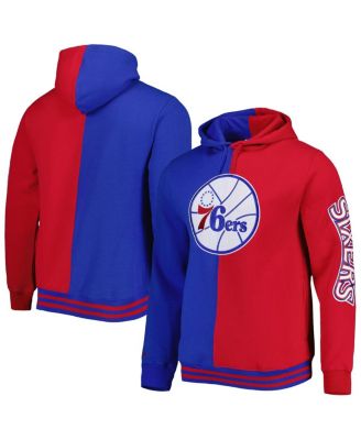 Men's Royal, Red Philadelphia 76ers Hardwood Classics Split Pullover Hoodie