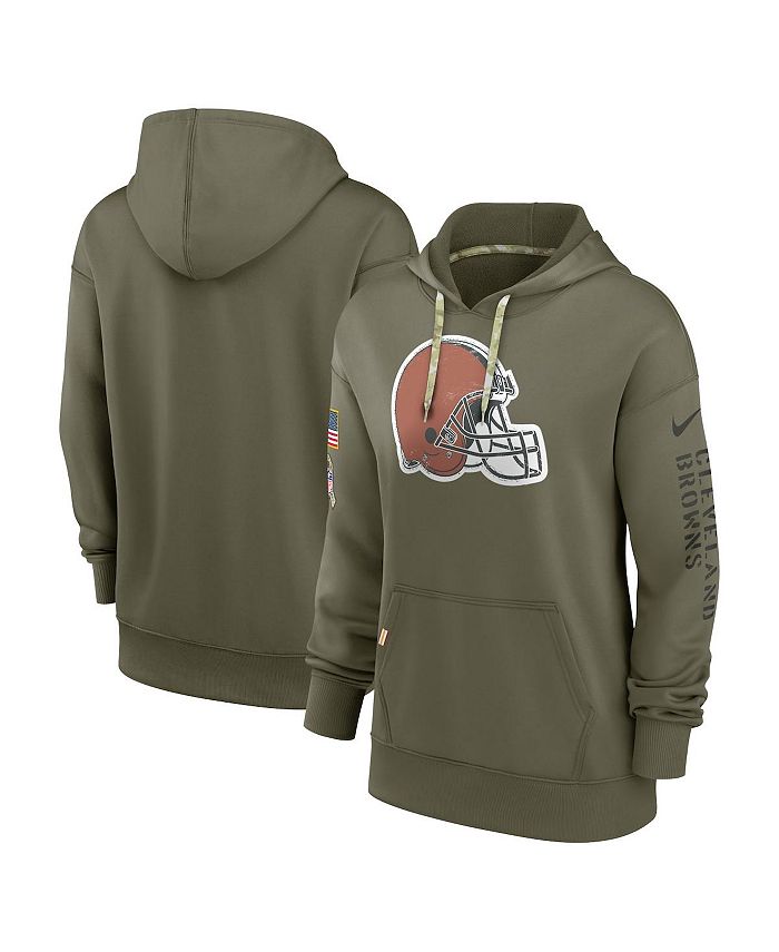 Men's cleveland browns nike olive salute sale to service sideline therma pullover hoodie