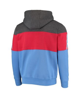 Men's Gray and Red Houston Oilers Extreme Fireballer Throwback Pullover Hoodie