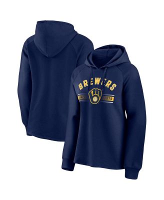 Women's Navy Milwaukee Brewers Perfect Play Raglan Pullover Hoodie