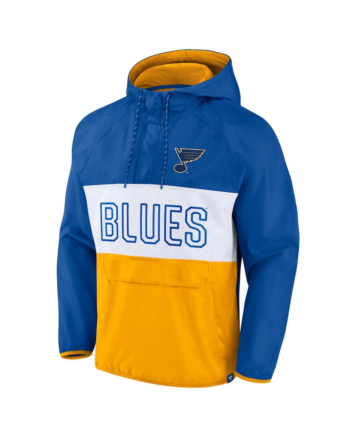 Men's Fanatics Gold St. Louis Blues Backhand Shooter Defender Anorak Raglan Hoodie Quarter-Zip Jacket - Gold