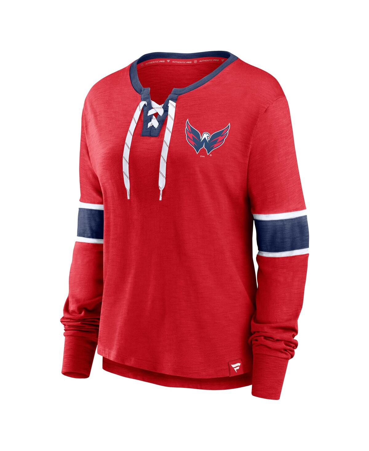Women's FanaticsWashington Capitals Effervescent Exclusive Lace-Up Long Sleeve T-shirt - Red