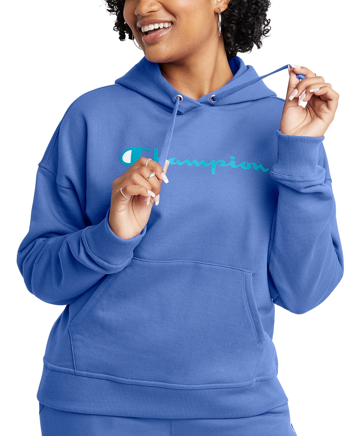 Champion Women s Relaxed Logo Fleece Sweatshirt Hoodie Plum Port