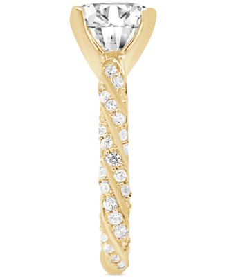 Badgley Mischka Certified Lab Grown Diamond Solitaire Twist Engagement Ring (3-1/2 ct. t.w.) in 14k Gold
