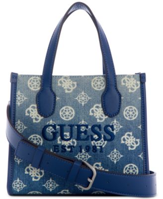 GUESS Silvana Mini Ombre Denim Monogram Double Compartment Tote