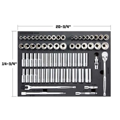 69 Piece Pro Tech 1/2 Inch Drive SAE and Metric Socket Set