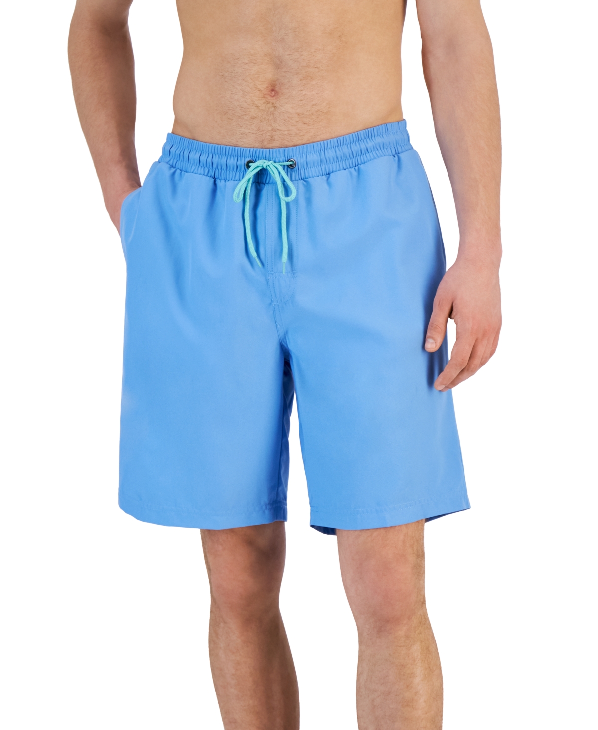 CLUB ROOM MEN'S QUICK-DRY PERFORMANCE SOLID 9" SWIM TRUNKS, CREATED FOR MACY'S