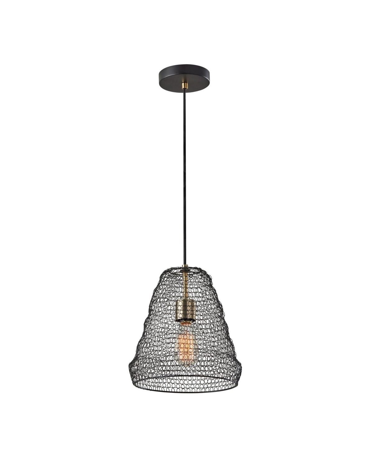 Adesso Sheridan Pendant Lamp In Black With Antique-like Brass Accents