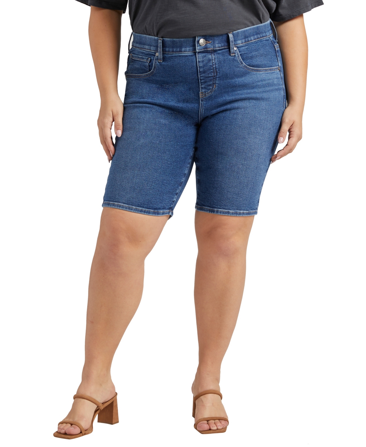 Plus Size Maya Mid Rise Shorts - Vista Blue