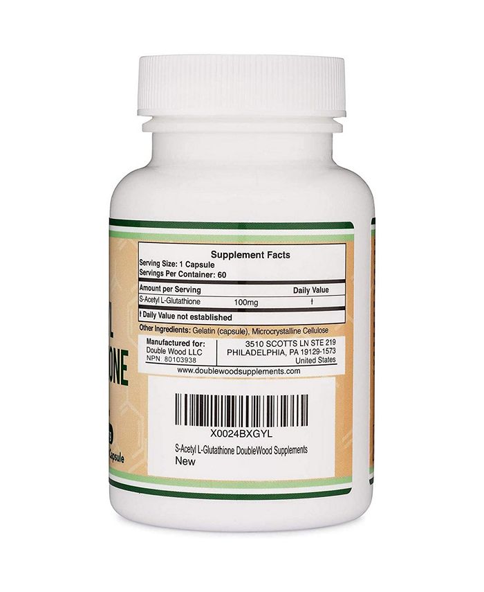 Double Wood Supplements SAcetyl Glutathione 60 x 100 mg capsules