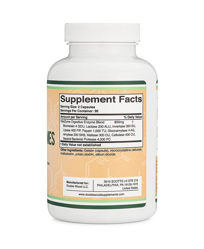 Double Wood Supplements Essential Digestive Enzymes 180 capsules, 800