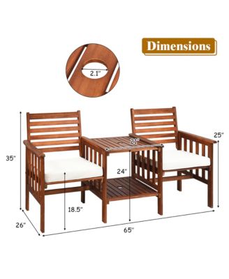 Patio Loveseat Conversation Set Acacia Wood Chair Coffee Table