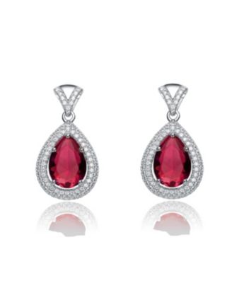 GV Sterling Silver White Gold Cubic Zirconia Pear Drop Earrings