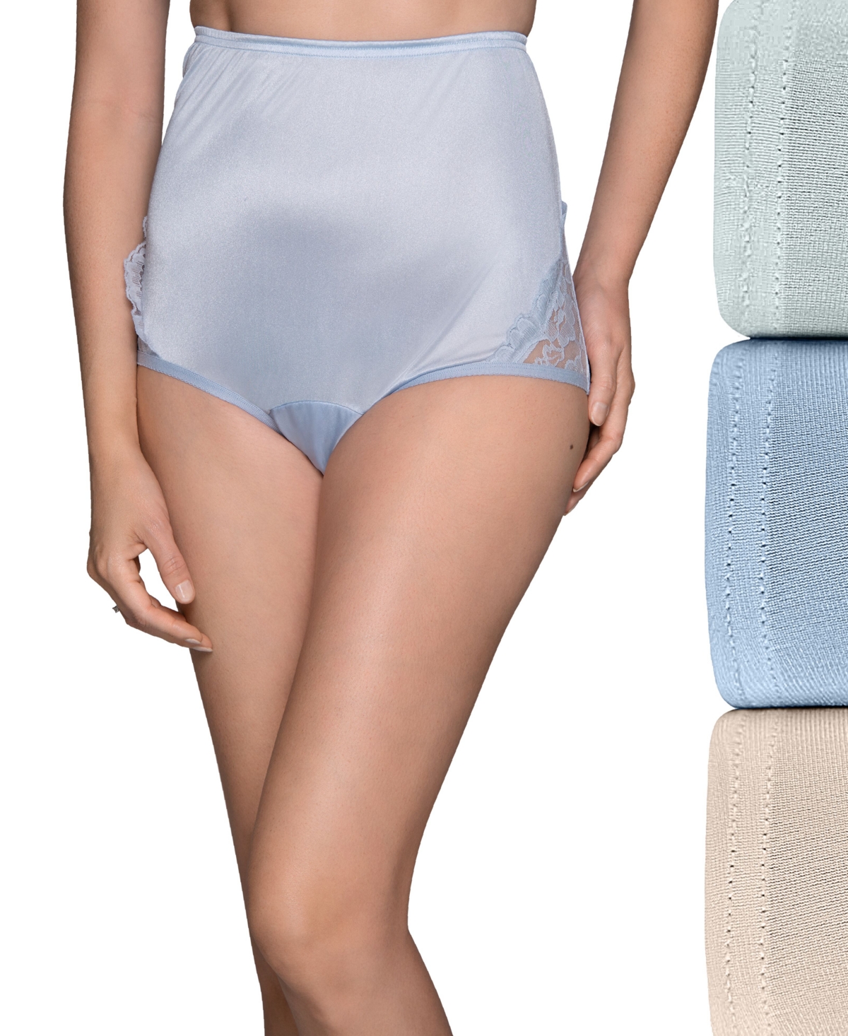 Women's 3-Pk. Lace Nouveau Brief Underwear 13011 - Morning Rain, Fawn, White