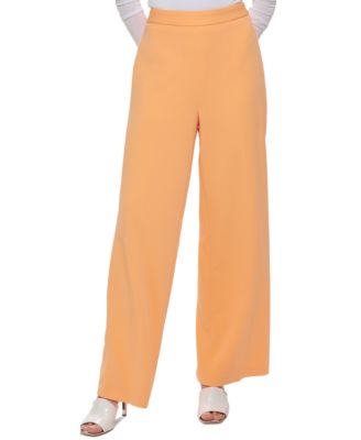 DKNY - Petite Solid Wide-Leg High-Rise Pull-On Pants