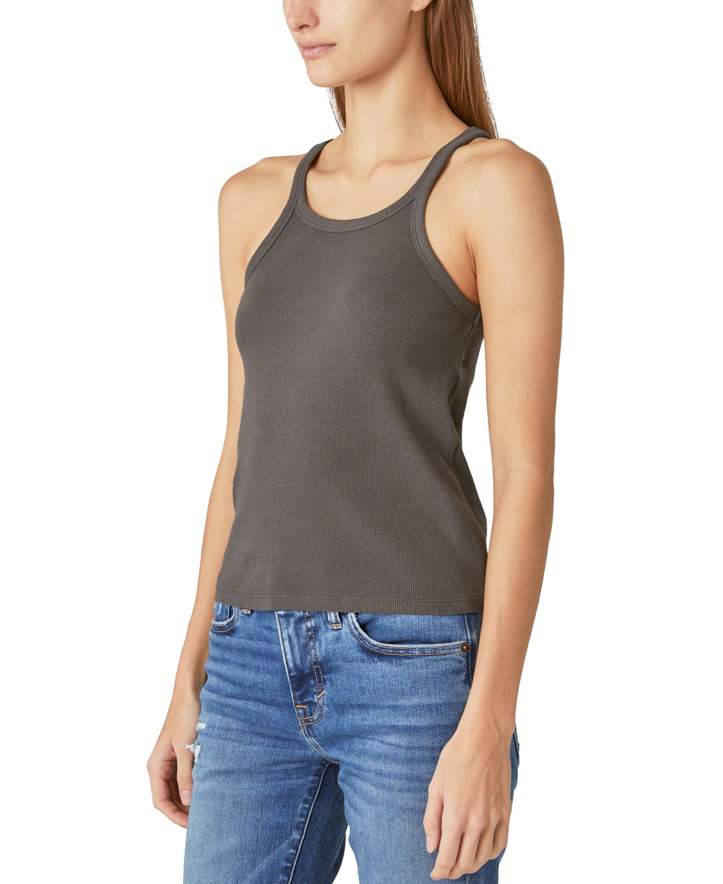 Женский топ Lucky Brand Ribbed Scoop-Neck, цвет: Raven — фото 2