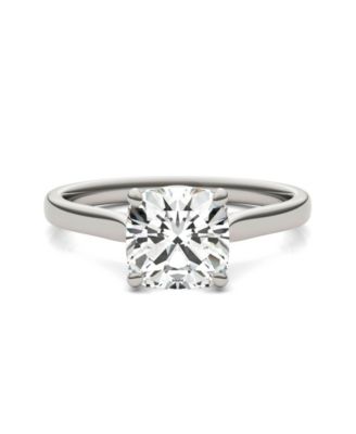 Moissanite Cushion Cut Solitaire Ring (2 ct. t.w. Diamond Equivalent) in 14k White or Yellow Gold
