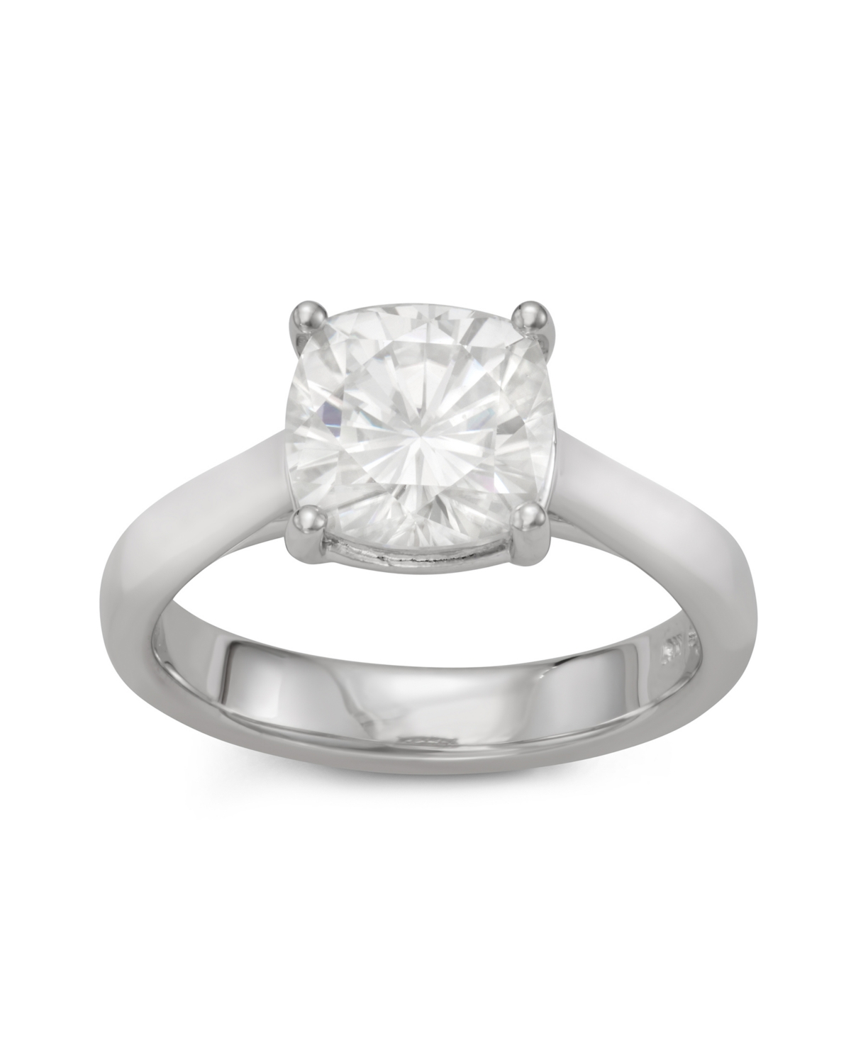 Charles & Colvard Moissanite Cushion Cut Solitaire Ring (2 3/4 Ct. T.w. Diamond Equivalent) In Sterling Silver