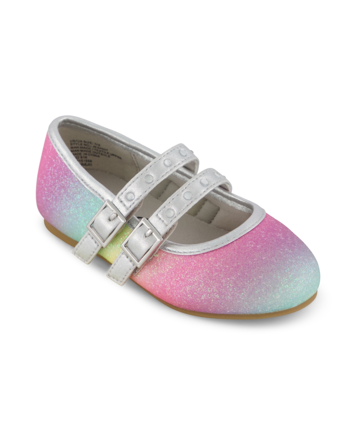 Jessica Simpson Toddler Girls Mary Jane Ballet Flat Shoes In Silver Multi