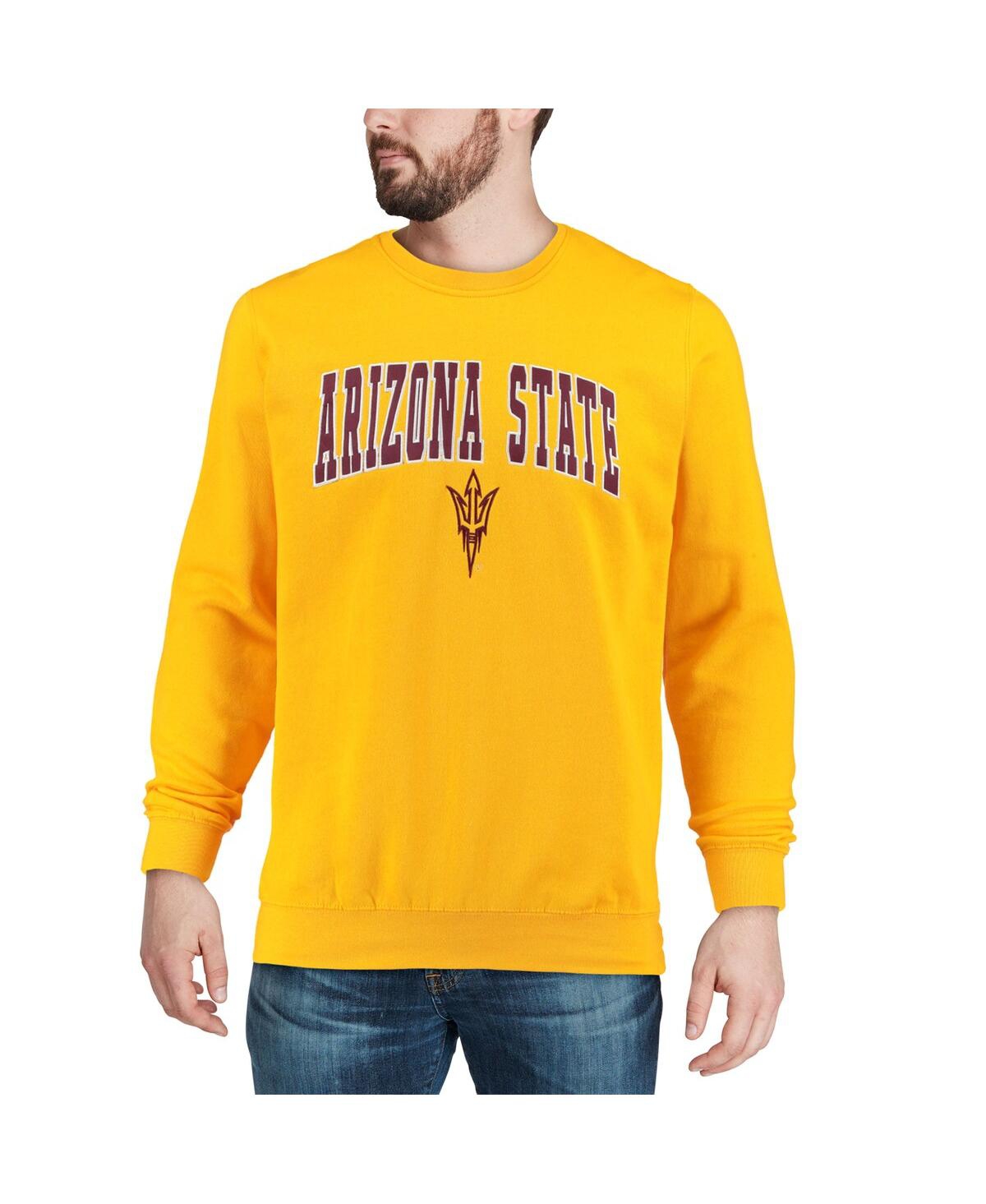 Shop Colosseum Men's  Gold Arizona State Sun Devils Arch And Logo Crew Neck Sweatshirt