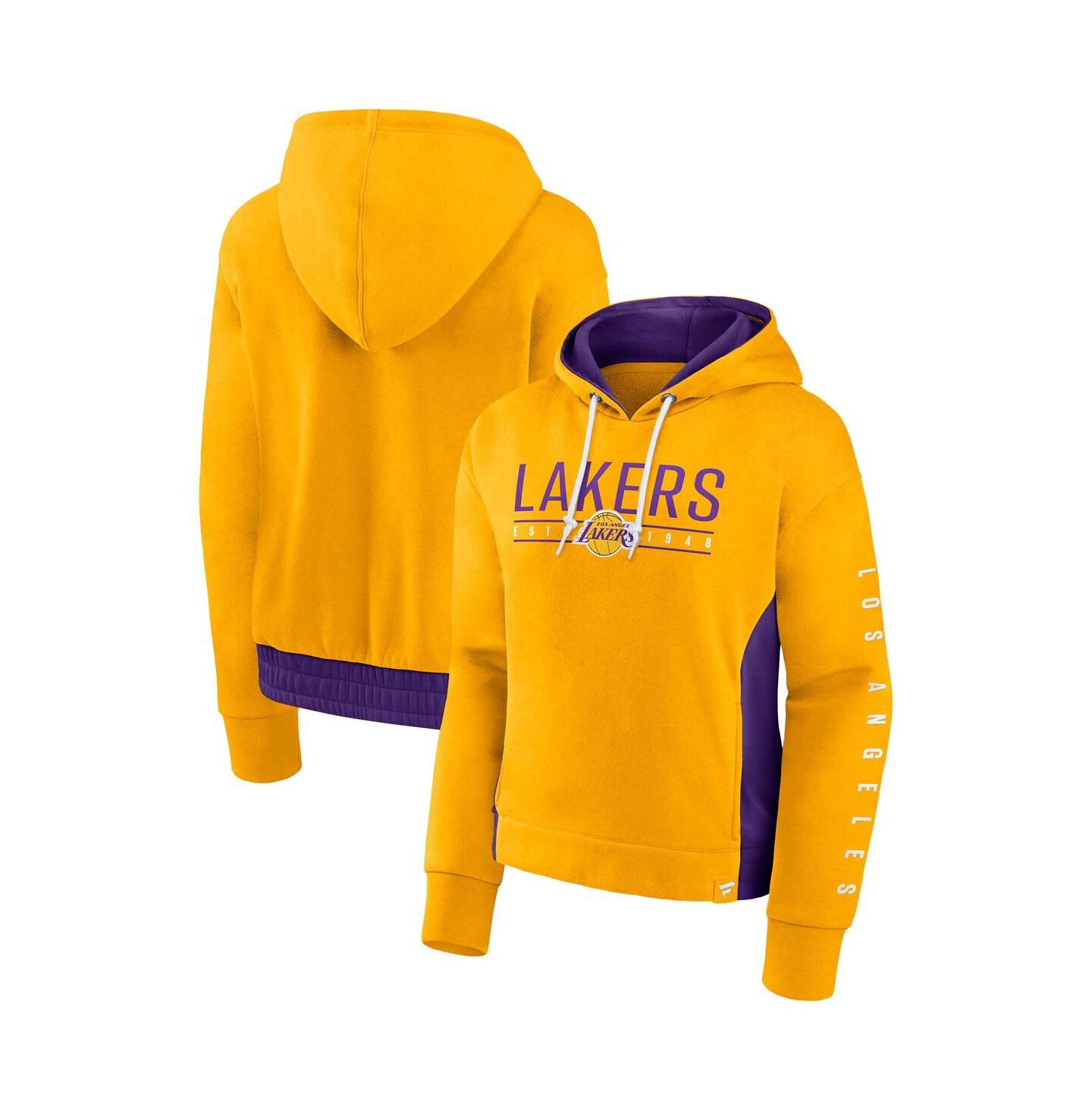 Женское худи Fanatics Gold Los Angeles Lakers Iconic Halftime Colorblock Pullover — фото 1