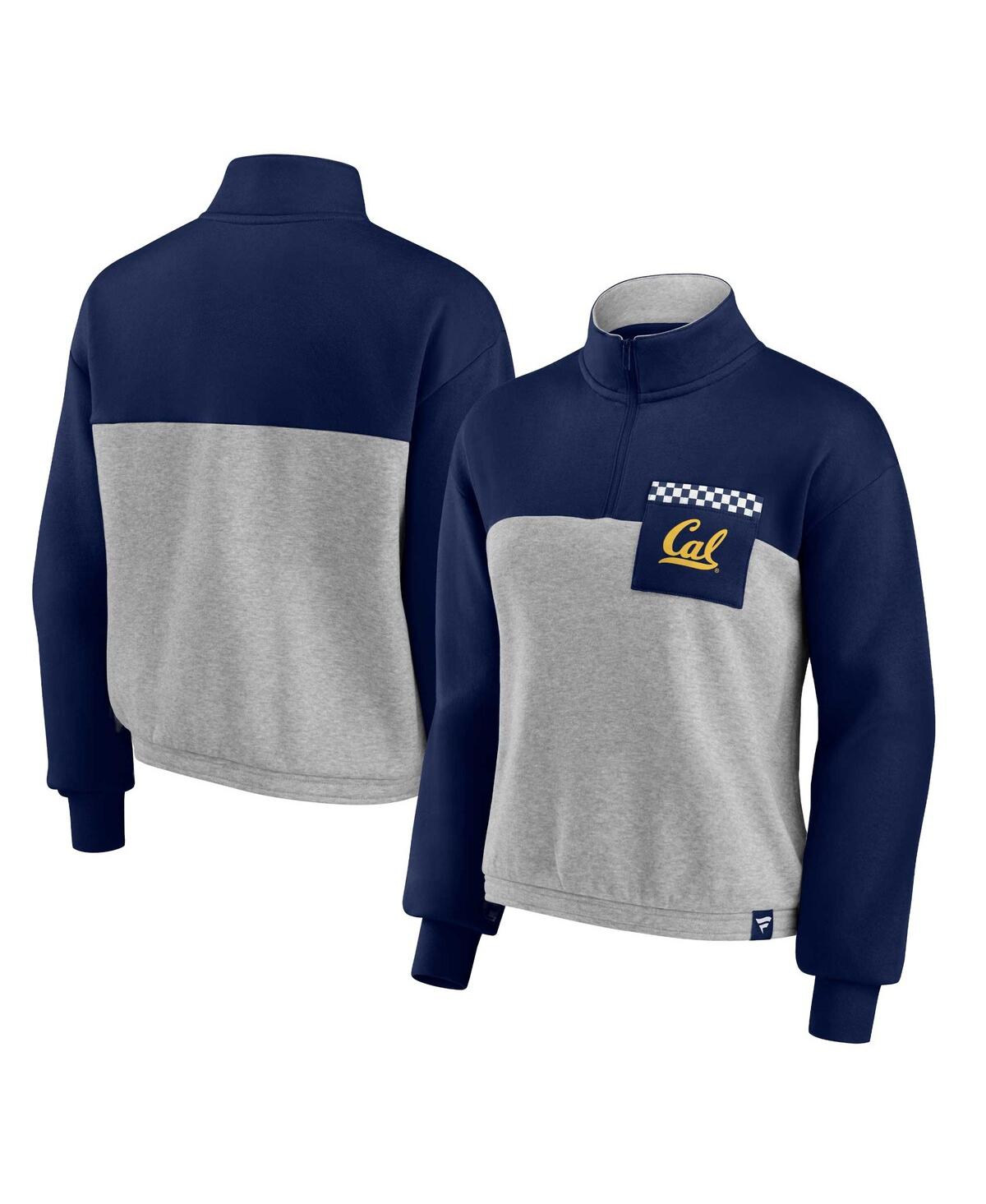 Fanatics Women's  Navy, Heathered Gray Notre Dame Fighting Irish Sideline To Sideline Colorblock Quar In Navy,heathered Gray