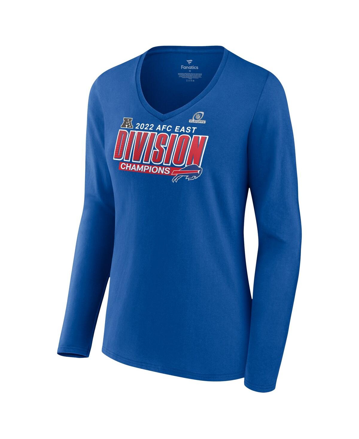 Women's FanaticsBuffalo Bills 2022 Afc East Division Champions Divide & Conquer Long Sleeve V-Neck T-shirt - Royal