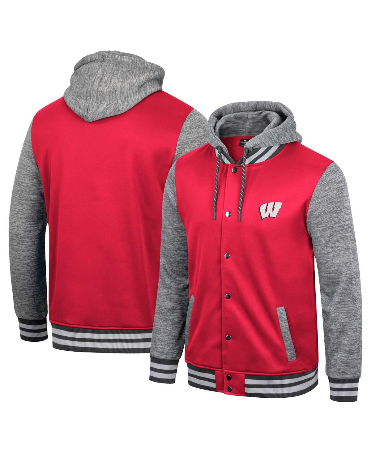 Colosseum Men's  Red Wisconsin Badgers Robinson Hoodie Full-snap Jacket
